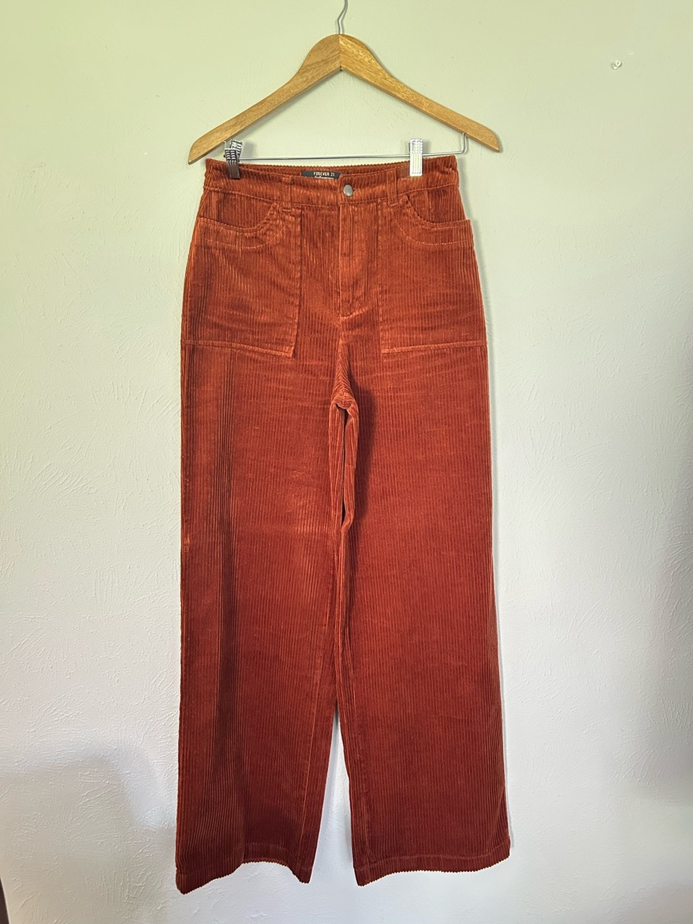 RUST Wide Leg Corduroy Pants High Waisted Brown 27 4
